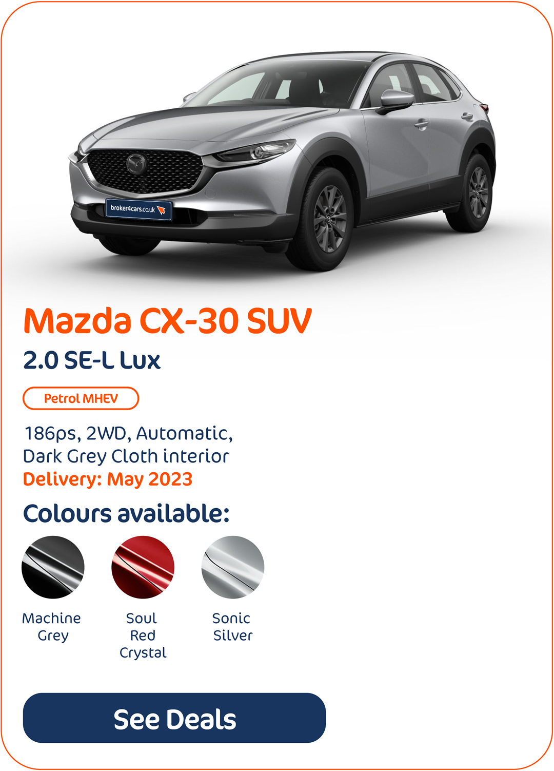 Mazda CX-30 SUV 2.0 SE-L Lux - Click to Enquire